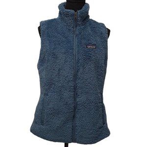 Patagonia Womens Sky Blue Fleece Full Zip Sleeveless Mock Neck Vest Size Large
